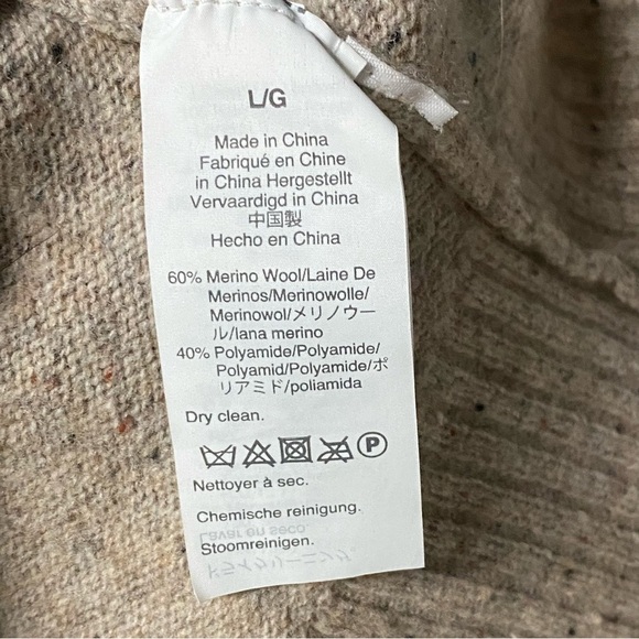 J. Crew Sweater Confetti Men Large Tan Quarter Zip Merino Wool Blend Ribbed Trim - Picture 6 of 9